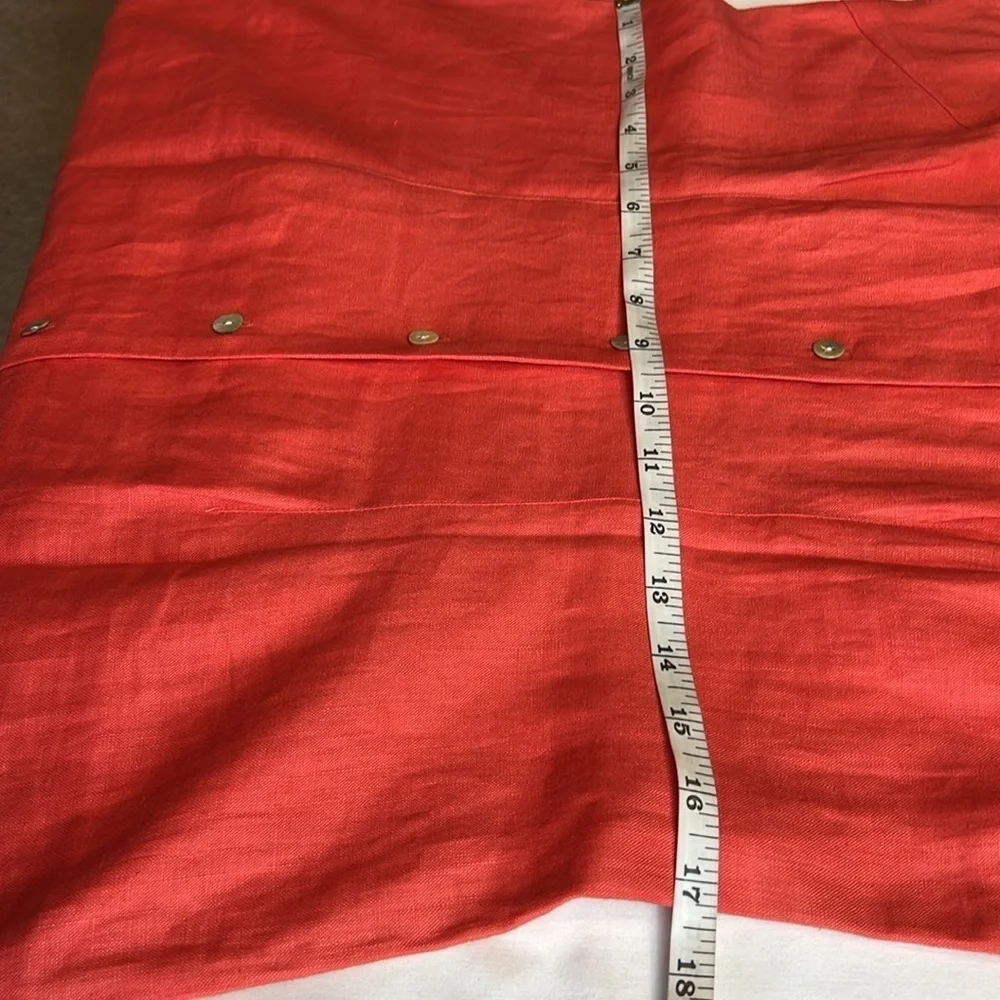 Long maxi, 100% linen, orange, pearl button sheath dress SZ L